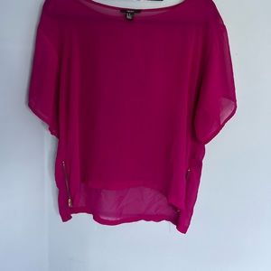 Magenta, sheer top